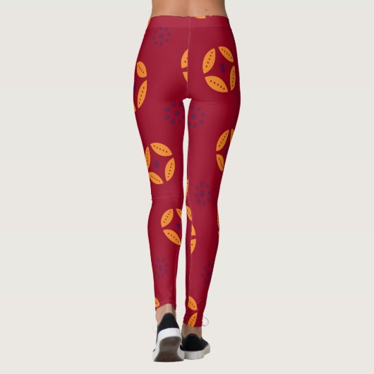 Batik Chocolade Crème Minimal Patroon Leggings (Achterkant)
