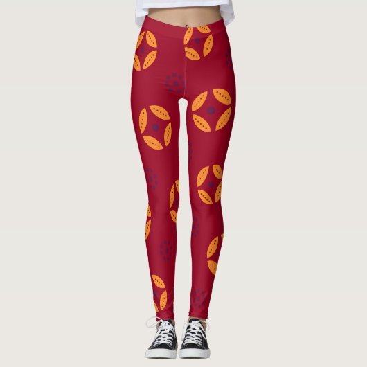 Batik Chocolade Crème Minimal Patroon Leggings (Voorkant)