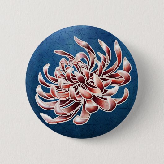 Batik Chrysanthemum Ronde Button 5,7 Cm (Voorkant)