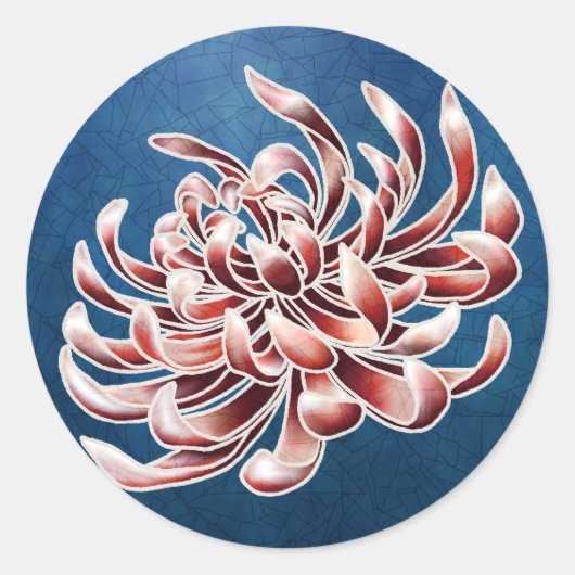 Batik Chrysanthemum Ronde Sticker (Voorkant)
