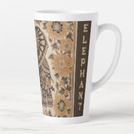 Batik Elephant Vintage Style Design,Elephant Retro Latte Mok