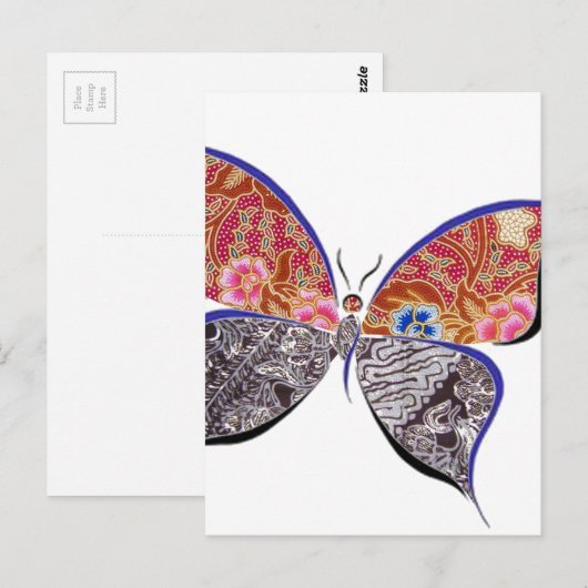 batik en vlinder nr . 6 collectie briefkaart (Voorkant / Achterkant)