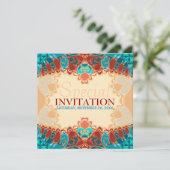 Batik Exotic Square Birthday / Special Invites Kaart (Staand voorkant)