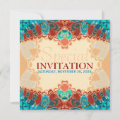 Batik Exotic Square Birthday / Special Invites Kaart (Voorkant)