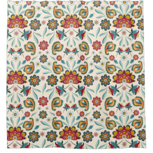 Batik Floral Boho Indonesische stijl Douchegordijn