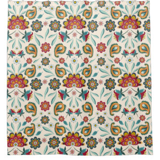 Batik Floral Boho Indonesische stijl Douchegordijn