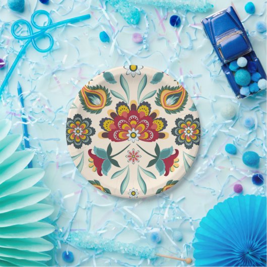 Batik Floral Boho Indonesische stijl Papieren Bordje (Feest)