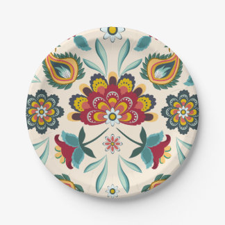 Batik Floral Boho Indonesische stijl Papieren Bordje