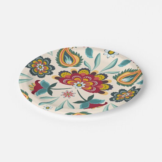 Batik Floral Boho Indonesische stijl Papieren Bordje (Gekanteld)