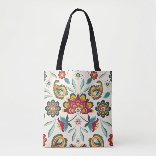 Batik Floral Boho Indonesische stijl Tote Bag (Voorkant)