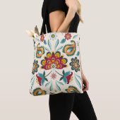 Batik Floral Boho Indonesische stijl Tote Bag (Dichtbij)