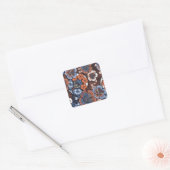  Batik Floral Pattern Vierkante Sticker (Envelop)