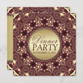 Batik Golden Earth Dinner Party uitnodigingen (Voorkant / Achterkant)