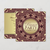 Batik Gouden Aarde Uitnodigingen voor dinerfeest (Voorkant / Achterkant)