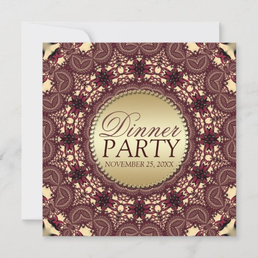 Batik Gouden Aarde Uitnodigingen voor dinerfeest (Voorkant)
