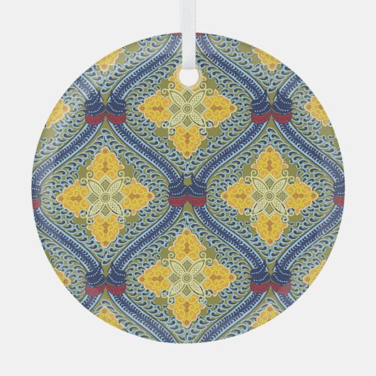 Batik Indonesische Wax-Resist verftechniek Glas Ornament (Voorkant)