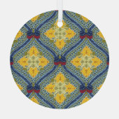 Batik Indonesische Wax-Resist verftechniek Glas Ornament (Achterkant)