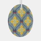 Batik Indonesische Wax-Resist verftechniek Glas Ornament (Voorkant Rechts)