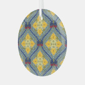 Batik Indonesische Wax-Resist verftechniek Glas Ornament (Voorkant links)