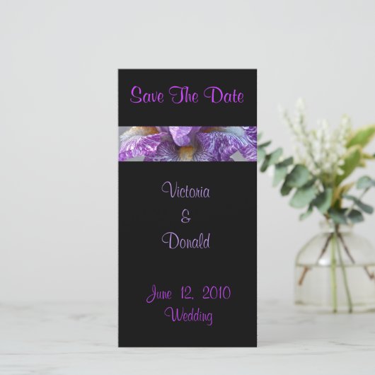 Batik Iris Save The Date Foto Kaarten (Staand voorkant)