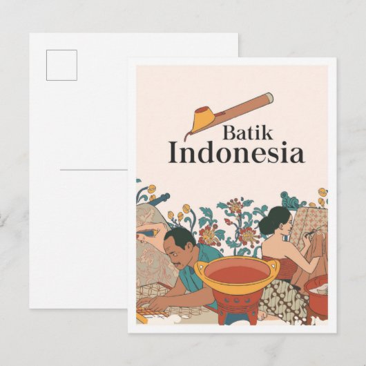 Batik Java Indonesië Reizen Briefkaart (Voorkant / Achterkant)