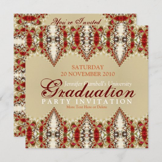 Batik Lace Afstuderen Invitation Kaart (Voorkant / Achterkant)