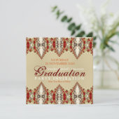 Batik Lace Afstuderen Invitation Kaart (Staand voorkant)