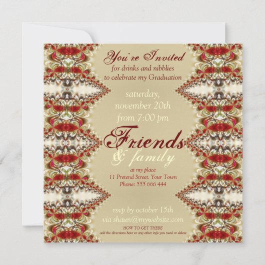 Batik Lace Afstuderen Invitation Kaart (Achterkant)