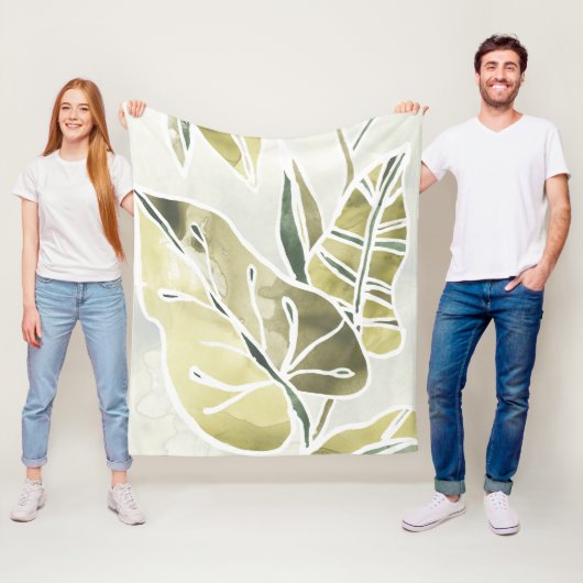 Batik Leaves Fleece Deken (In situ)