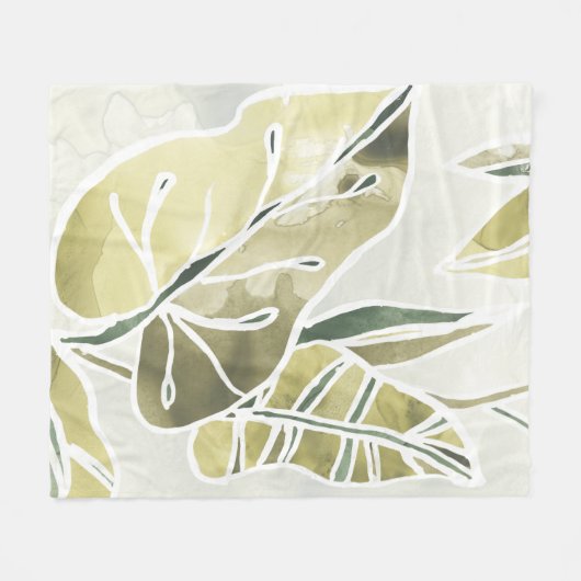 Batik Leaves Fleece Deken (Voorkant (Horizontaal))