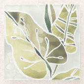 Batik Leaves Glazen Onderzetter (Voorkant)