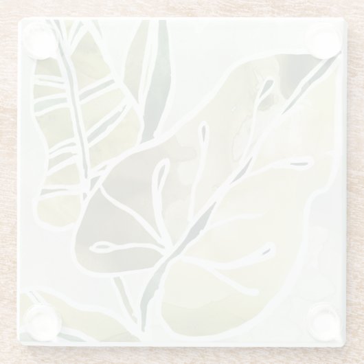 Batik Leaves Glazen Onderzetter (Achterkant)