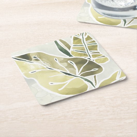 Batik Leaves Kartonnen Onderzetters (Schuin)