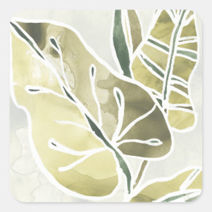Batik Leaves Vierkante Sticker