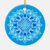 Batik Mandala Bloem in Turquoise Keramisch Ornament (Voorkant)