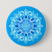 Batik Mandala Bloem in Turquoise Ronde Button 7,6 Cm (Voorkant)