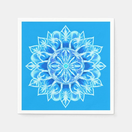 Batik Mandala Bloem in Turquoise Servet (Voorkant)