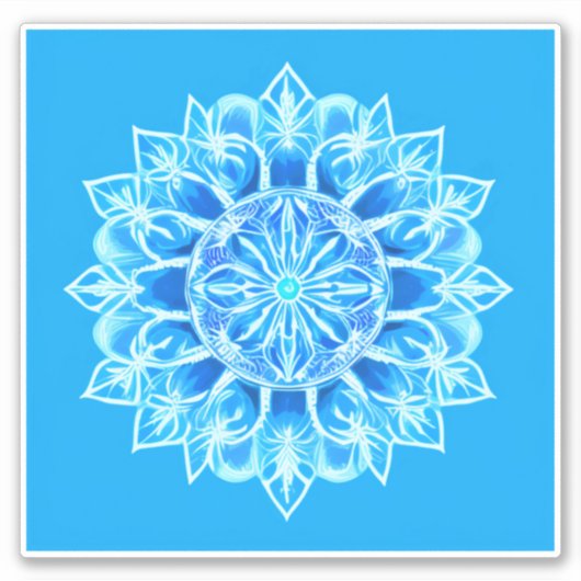 Batik Mandala Bloem in Turquoise Sticker (Voorkant)