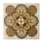Batik Mandala in Brown en Tan Tegeltje (Voorkant)