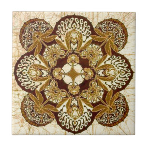 Batik Mandala in Brown en Tan Tegeltje
