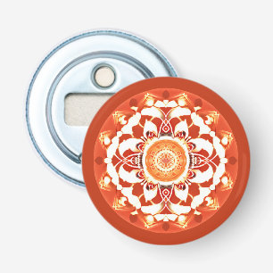 Batik Mandala Patroon in Roest Rood Button Flesopener