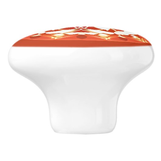 Batik Mandala Patroon in Roest Rood Keramische Knop (Zijkant)