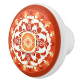 Batik Mandala Patroon in Roest Rood Keramische Knop (Rechts)