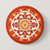 Batik Mandala Patroon in Roest Rood Ronde Button 7,6 Cm (Voorkant)