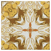 Batik Mandala Pattern Mustard Gold en Brown Stof (Close Up)