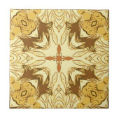 Batik Mandala Pattern Mustard Gold en Brown Tegeltje (Voorkant)