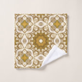 Batik Mandala Pattern Mustard Gold en Cream Bad Handdoek (Wasdoekje)