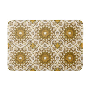 Batik Mandala Pattern Mustard Gold en Cream Bath Badmat