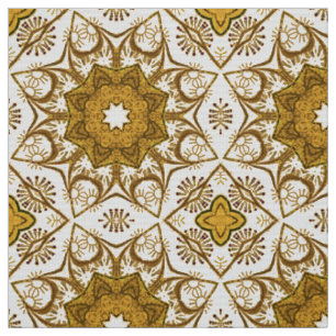 Batik Mandala Pattern Mustard Gold en Cream Stof