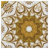 Batik Mandala Pattern Mustard Gold en Cream Stof (Close Up)